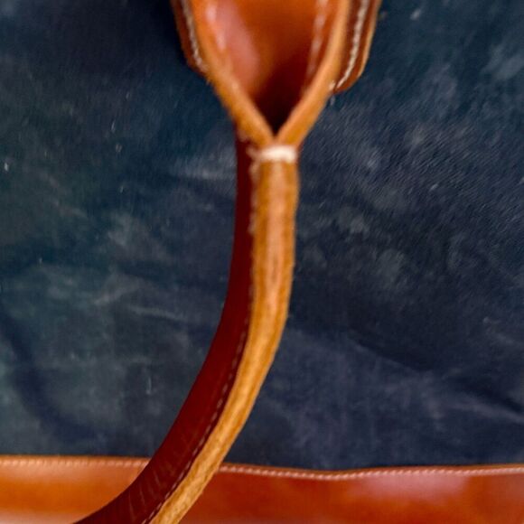 Canvas and Leather Large Rustic Distressed Style Charcoal Gray Tote - Picture 6 of 9